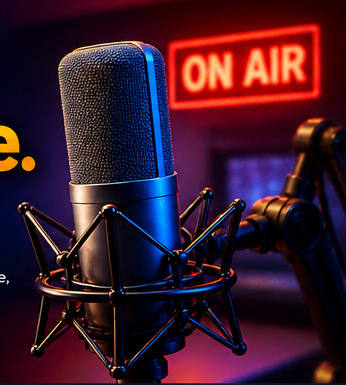 Studio microphone with On Air sign